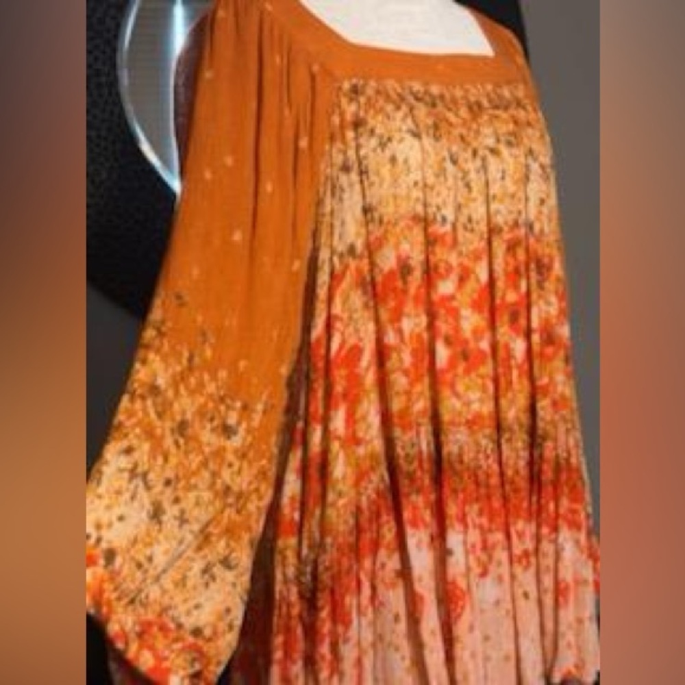 Free People Orange and Yellow Floral Tunic Dress - Picture 4 of 14